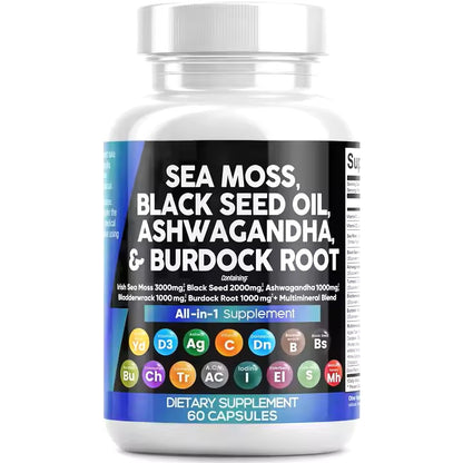 Ashwagandha, Sea Moss, Tree Seed Oil Daily Supplement