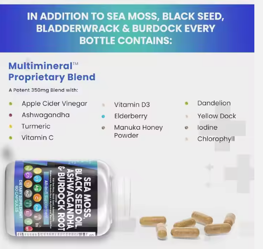 Ashwagandha, Sea Moss, Tree Seed Oil Daily Supplement