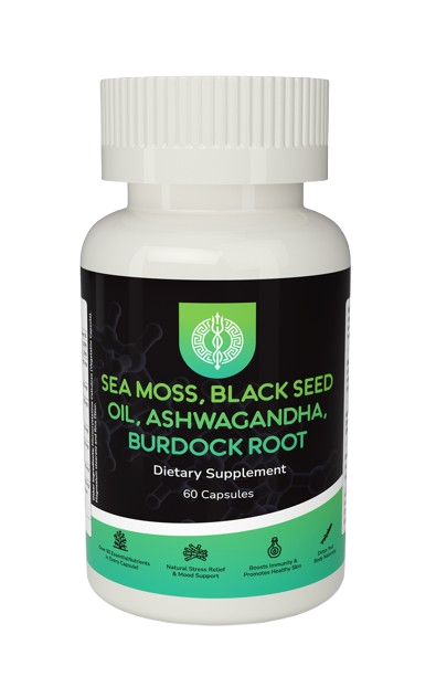 Ashwagandha, Sea Moss,  Black Seed  and Burdoct root dietary supplement