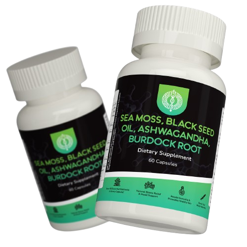 Ashwagandha, Sea Moss,  Black Seed  and Burdoct root dietary supplement